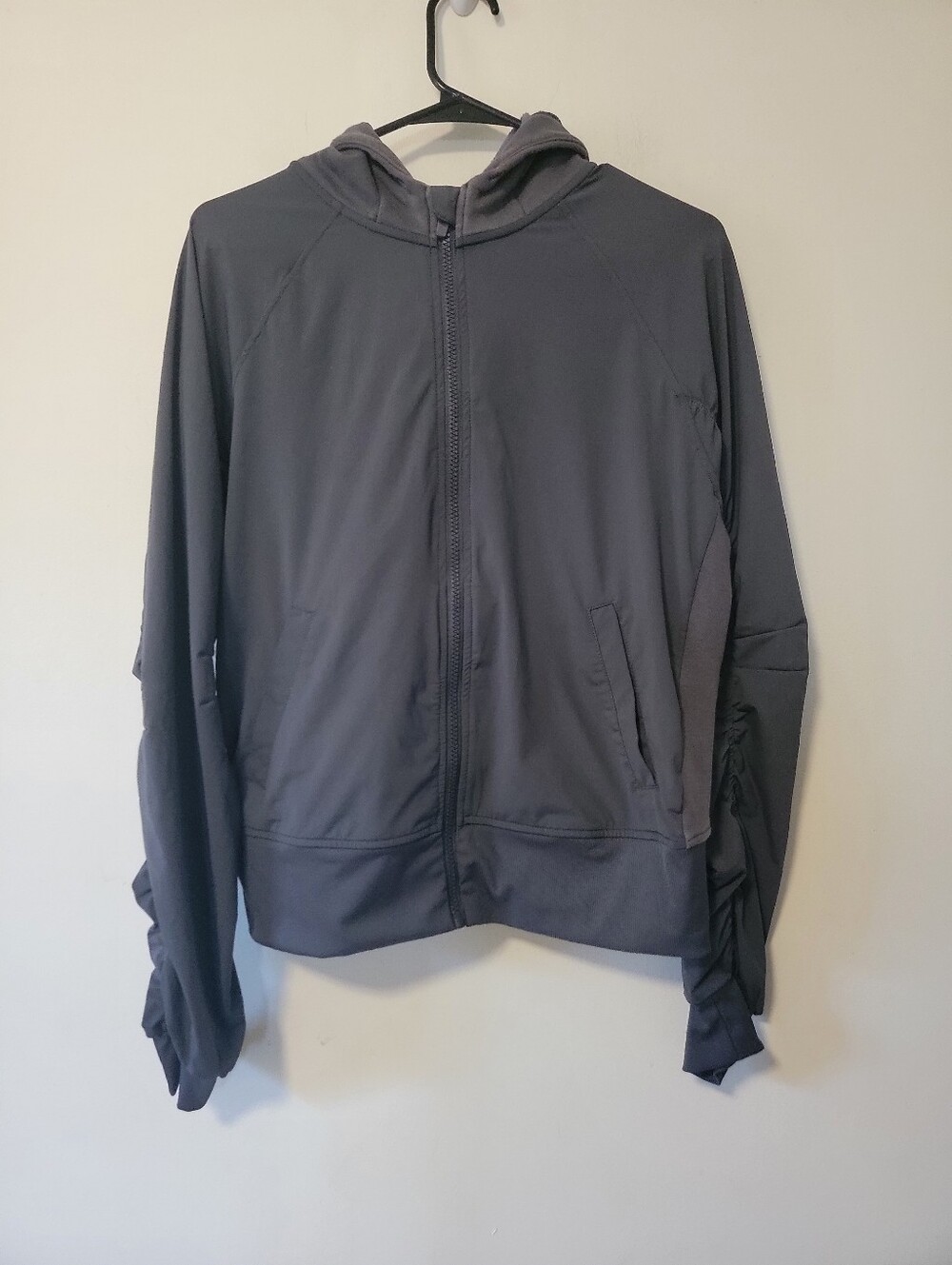 Fabletics Hooded Zip  in Charcoal Gray